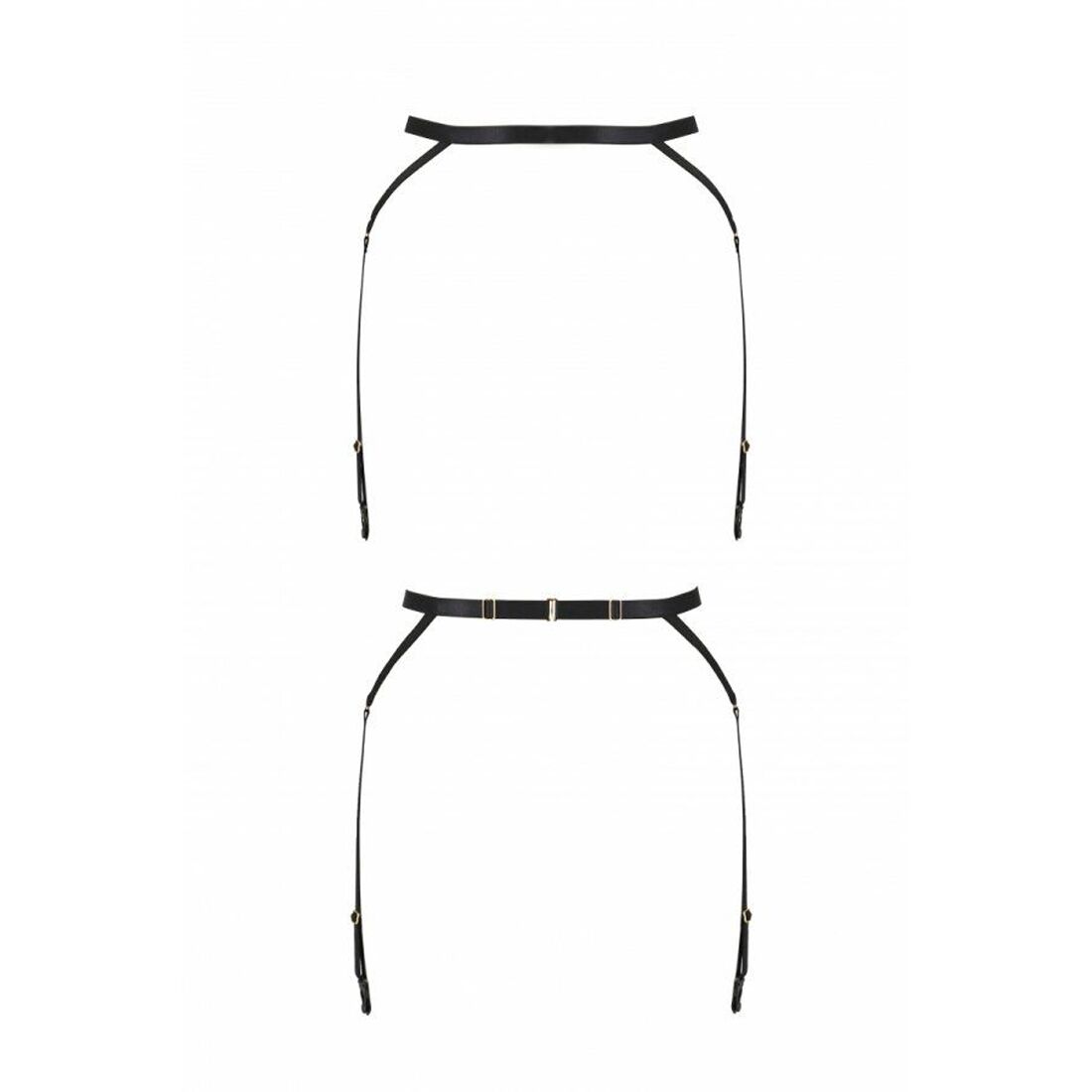 Пояс-стрепы с подвязками для чулок MEGGY GARTER BELT black L/XL - Passion Exclusive
