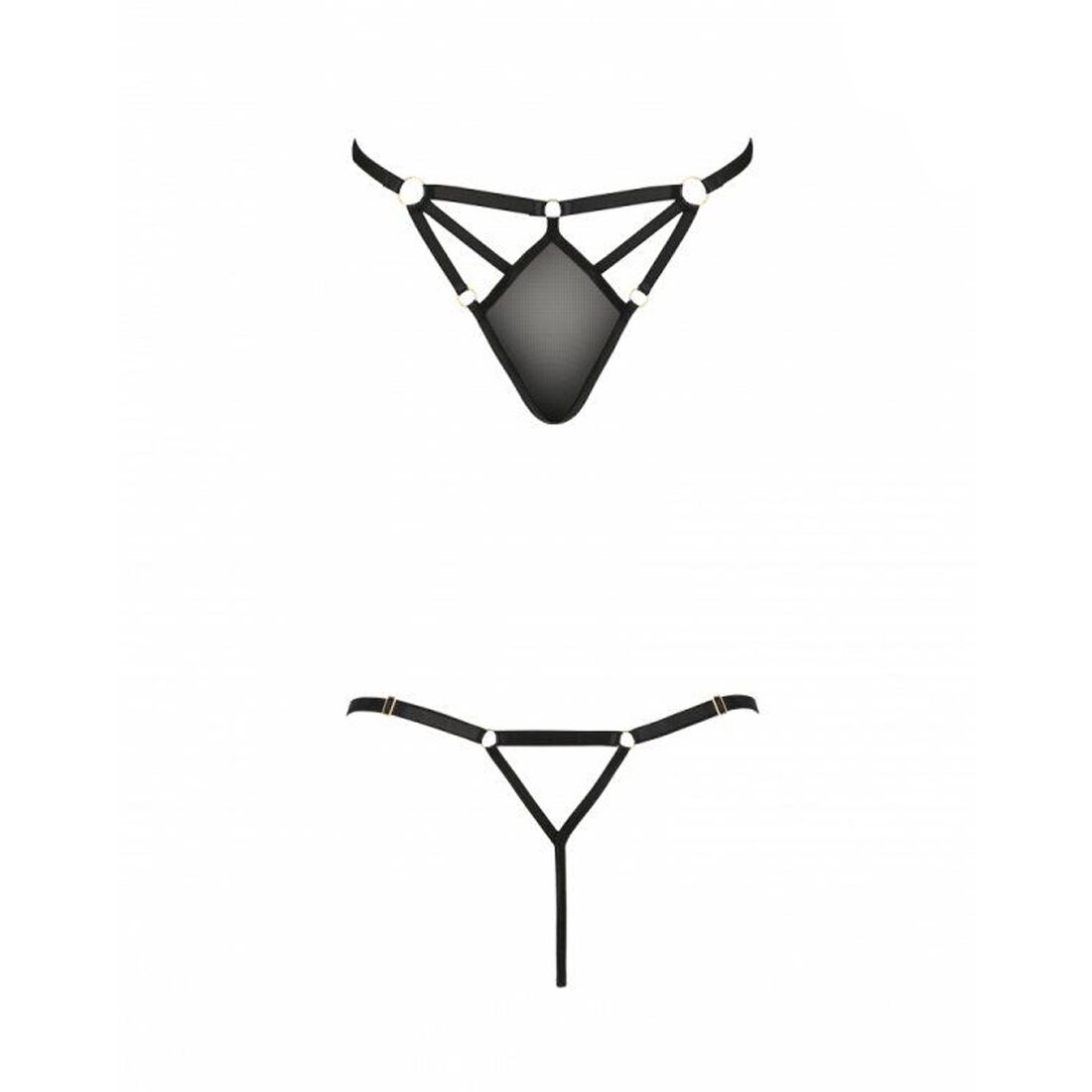Стринги из стреп MEGGY THONG black S/M - Passion Exclusive