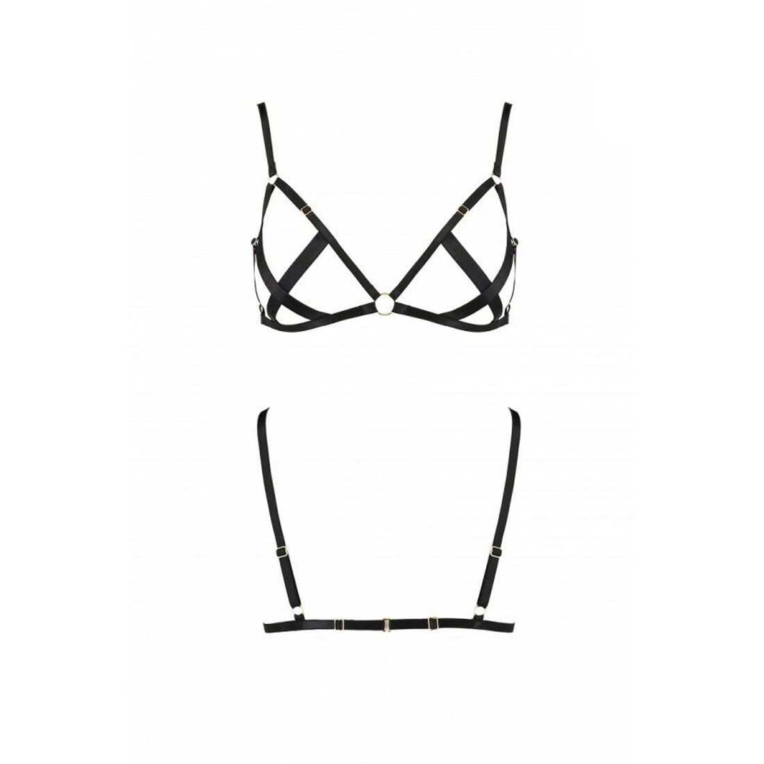 Открытый бюстгальтер-стрепы NICKY BRA black S/M - Passion Exclusive