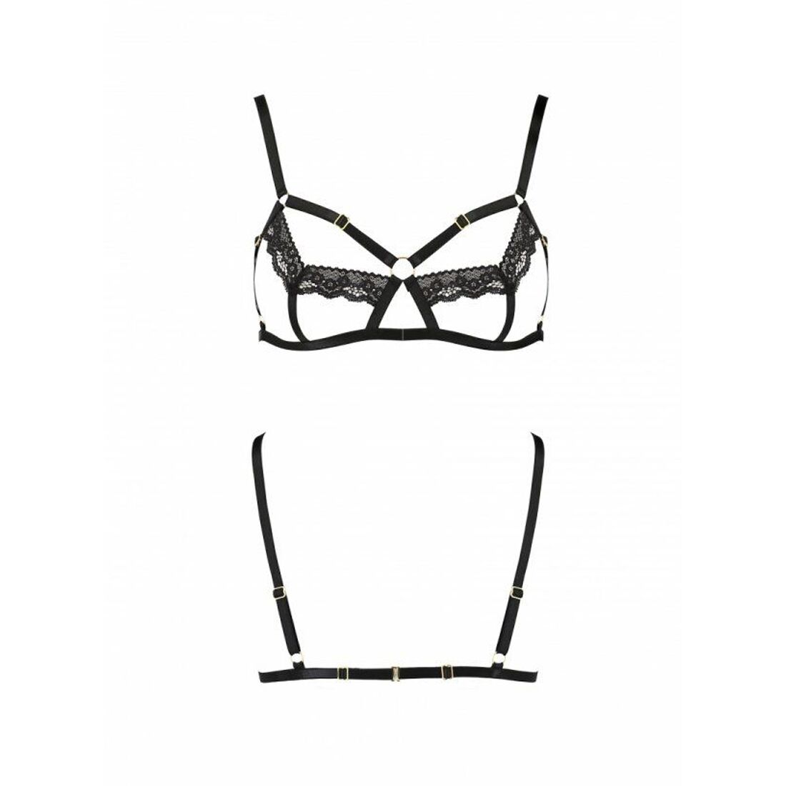 Бюстгальтер-стрепы с кружевом SOLON BRA black S/M - Passion Exclusive
