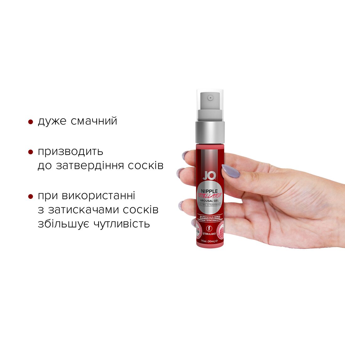 Гель для стимуляции сосков System JO Nipple Titillator Strawberry (30 мл), ментол и перечная мята