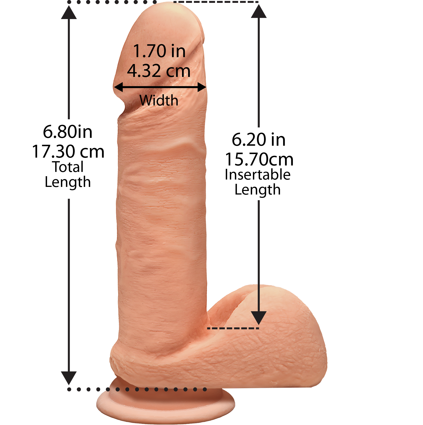 Фаллоимитатор Doc Johnson The D - Perfect D - 7 Inch With Balls - ULTRASKYN, диаметр 4,5