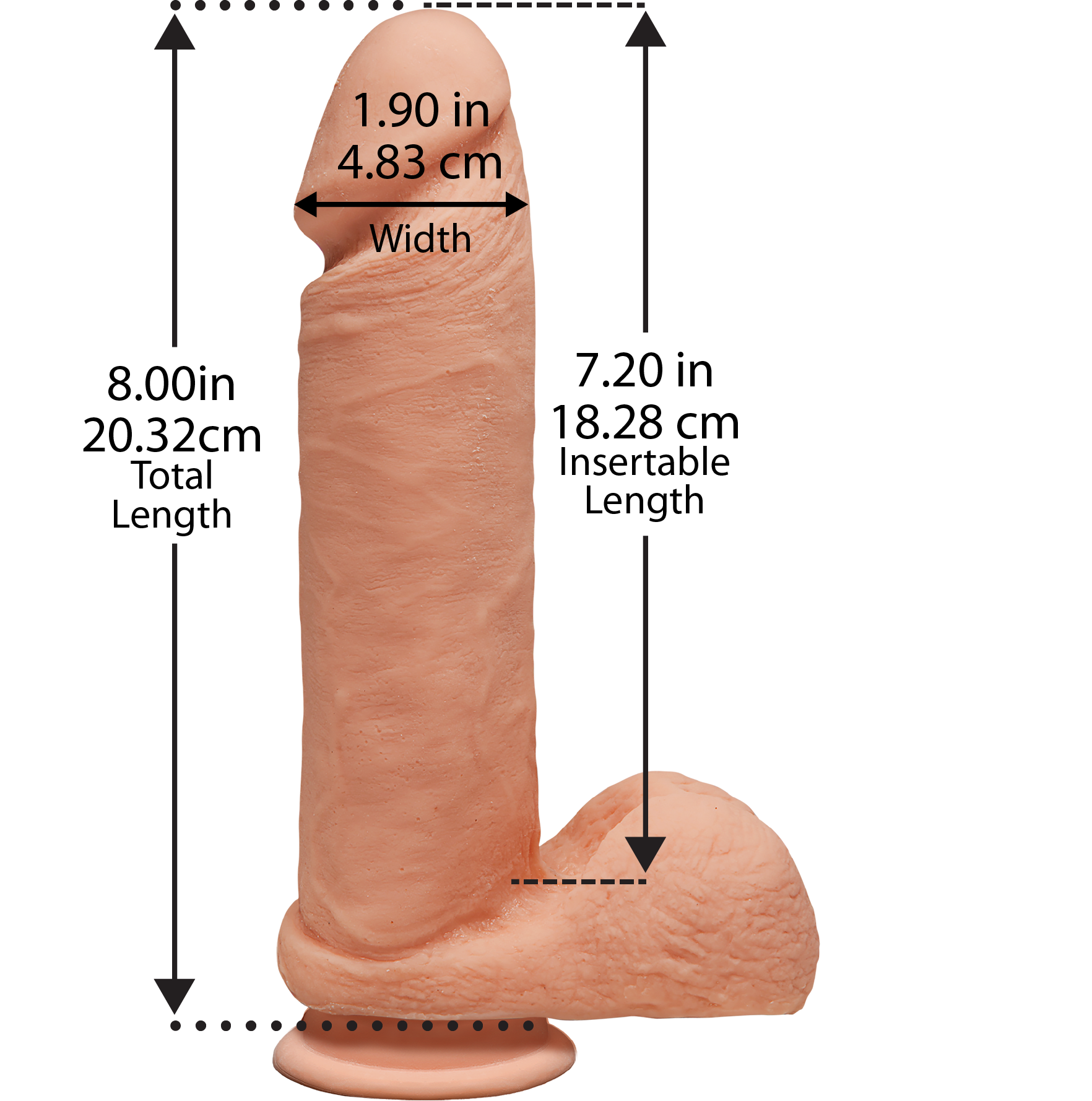 Фаллоимитатор Doc Johnson The D - Perfect D - 8 Inch With Balls - ULTRASKYN, диаметр 5,1см