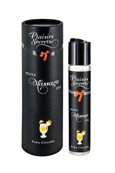 Массажное масло Plaisirs Secrets Pina Colada (59 мл) с афродизиаками, съедобное, подарочная упаковка Массажное масло Plaisirs Secrets Pina Colada (59 мл) с афродизиаками, съедобное, подарочная упаковка