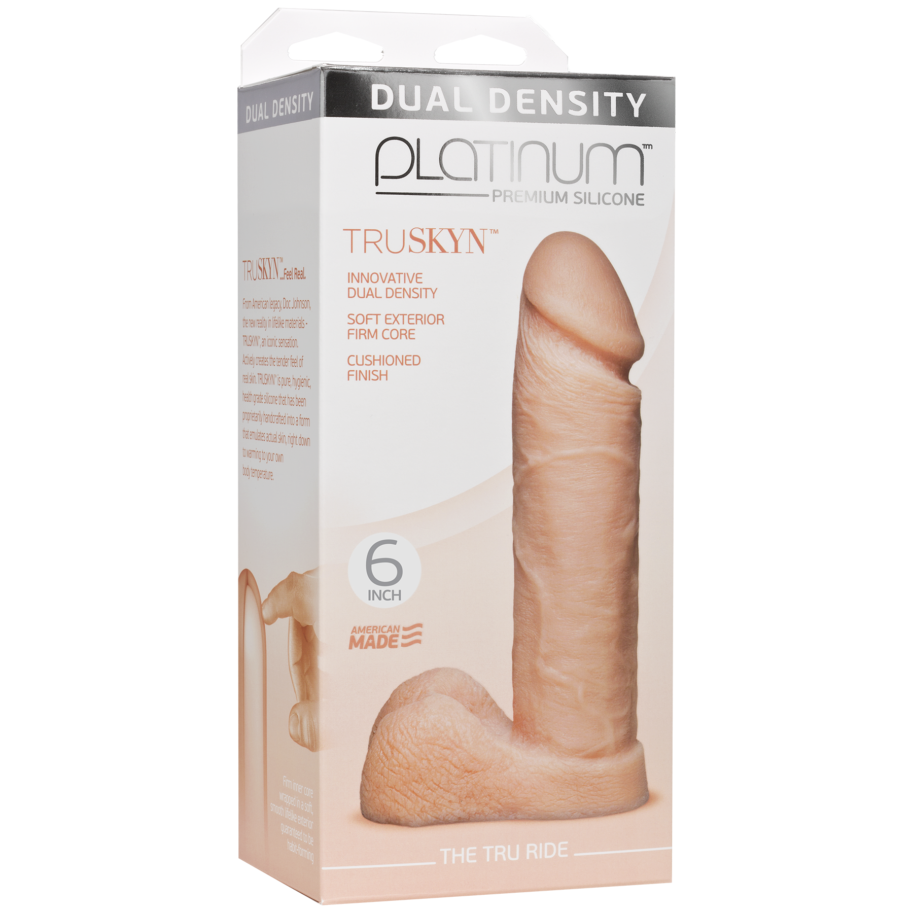 Фаллоимитатор Doc Johnson Platinum TRUSKYN - The Tru Ride 6 Inch, диаметр 4,3см, двухслойный силикон