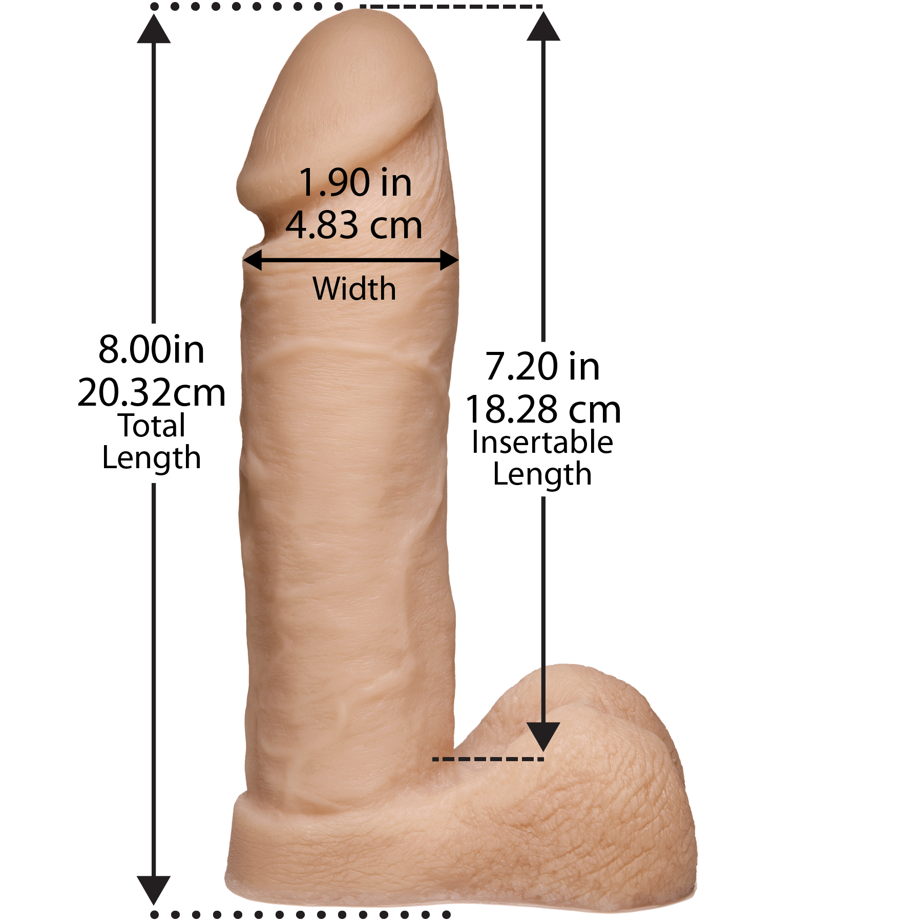 Фаллоимитатор Doc Johnson Platinum TRUSKYN - The Tru Ride 8 Inch, диаметр 4,8см, двухслойный силикон