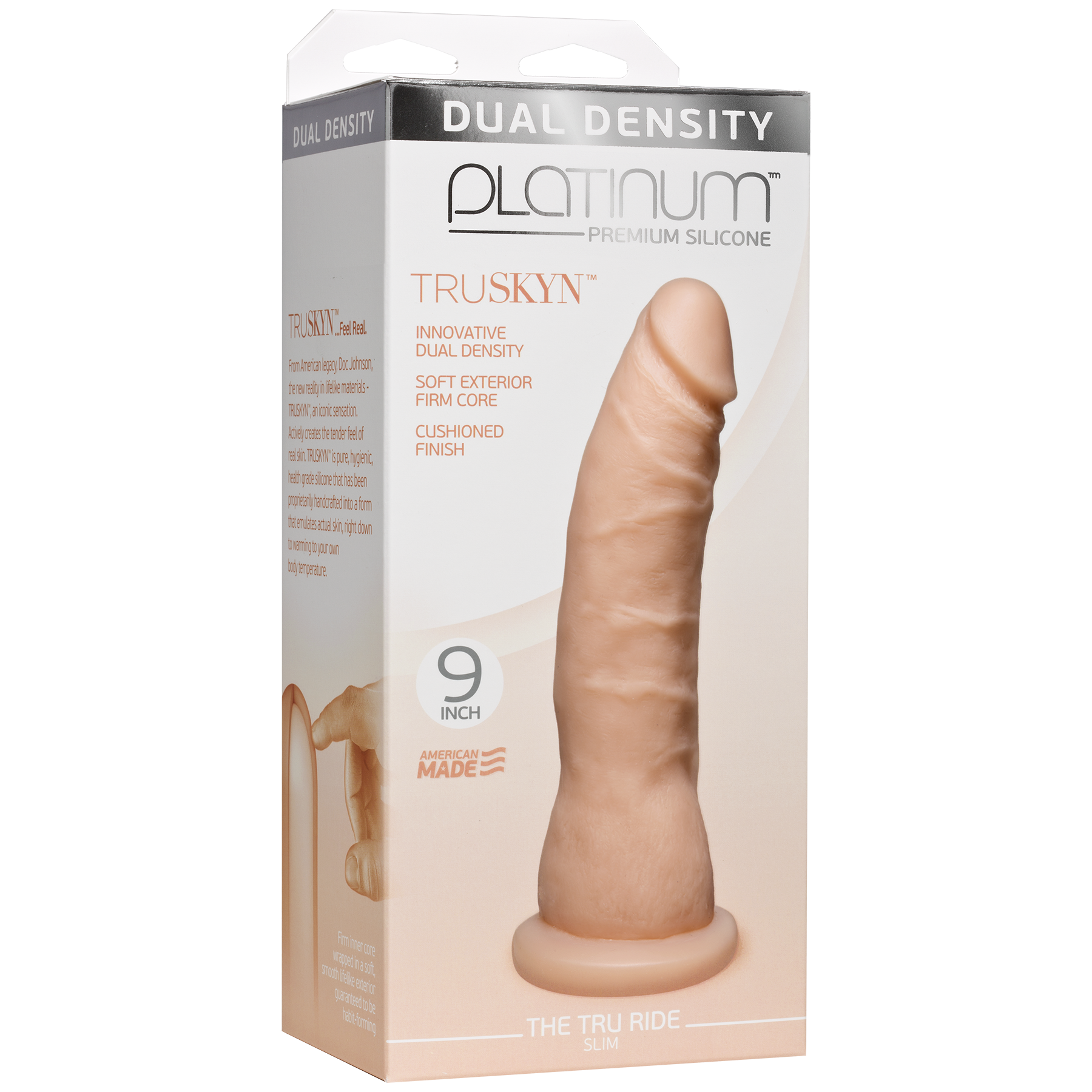 Фаллоимитатор Doc Johnson Platinum TRUSKYN - The Tru Ride Slim 9 Inch, диаметр 4,6см, двухслойный