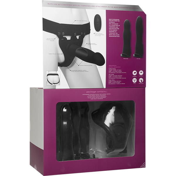 Набор для страпона с вибрацией Doc Johnson Body Extensions - BE Naughty - Black