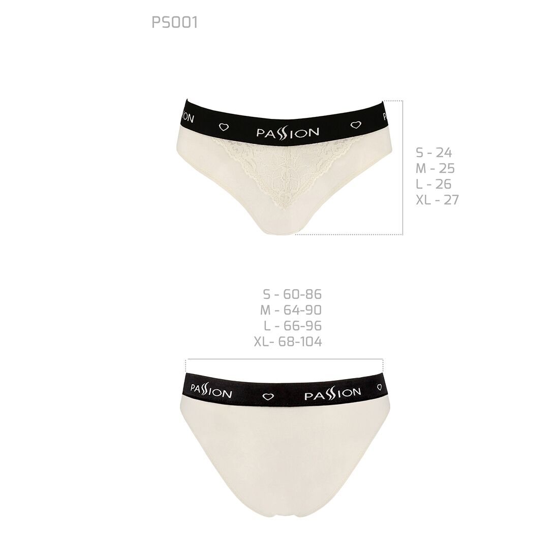 Трусики с широкой резинкой и кружевом Passion PS001 PANTIES ecru, size L