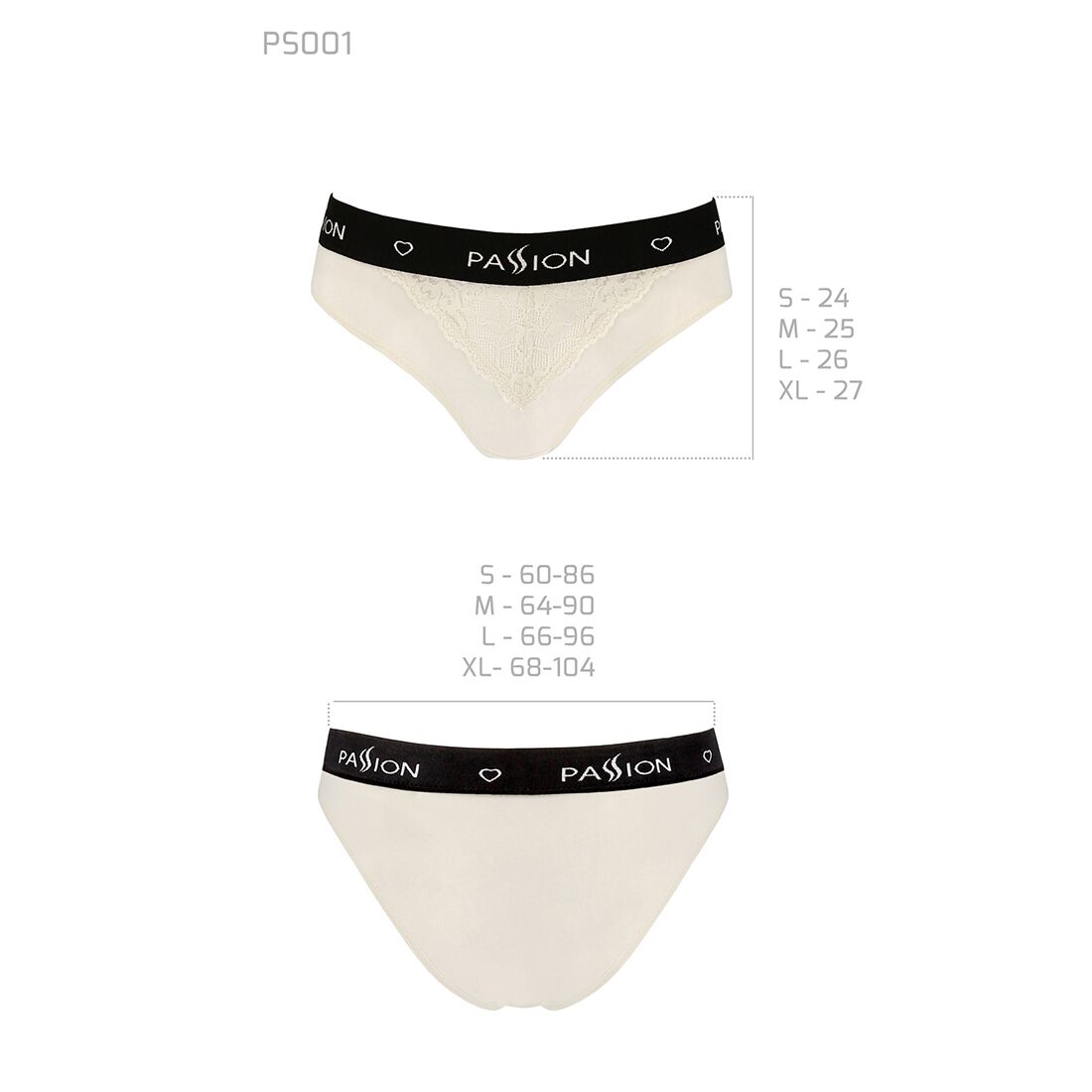Трусики с широкой резинкой и кружевом Passion PS001 PANTIES ecru, size S