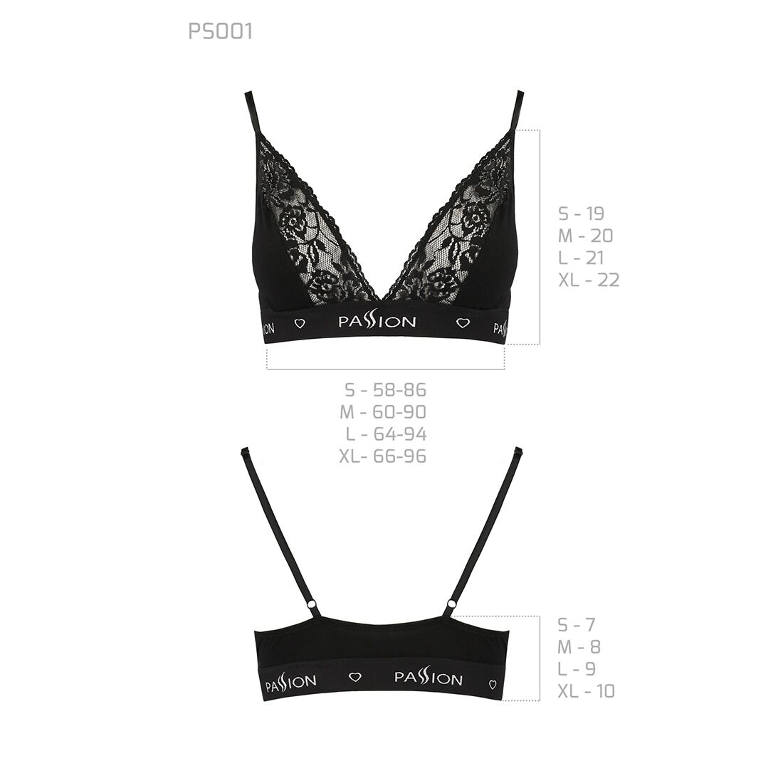 Эластичный топ с кружевом Passion PS001 TOP black, size L