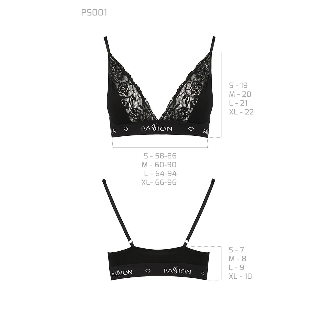 Эластичный топ с кружевом Passion PS001 TOP black, size M