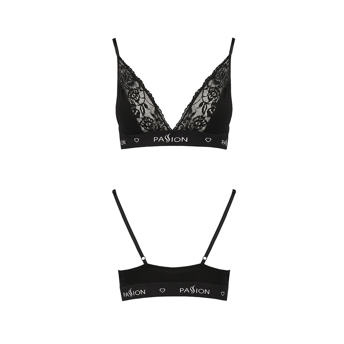 Эластичный топ с кружевом Passion PS001 TOP black, size S