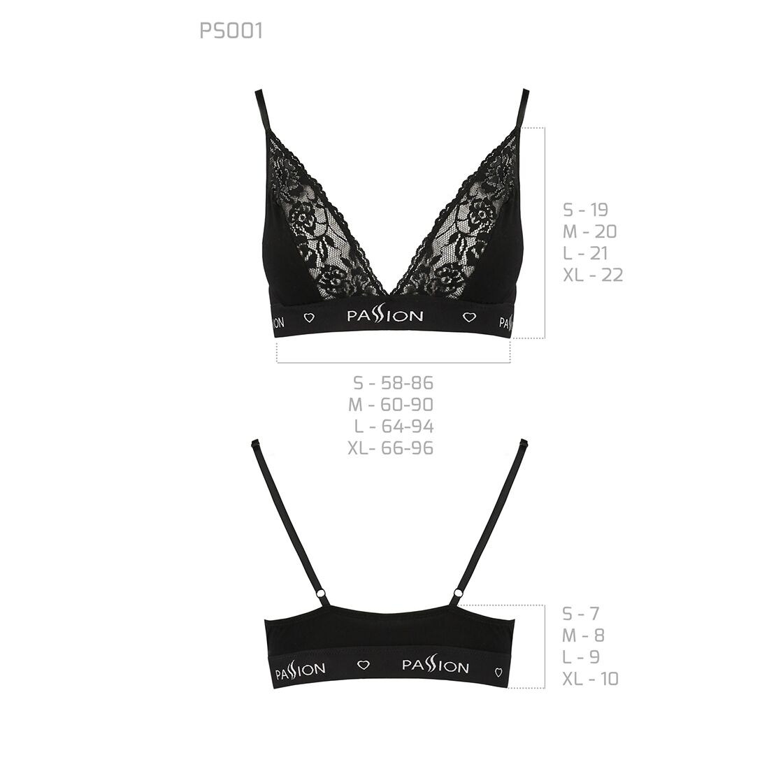 Эластичный топ с кружевом Passion PS001 TOP black, size XL