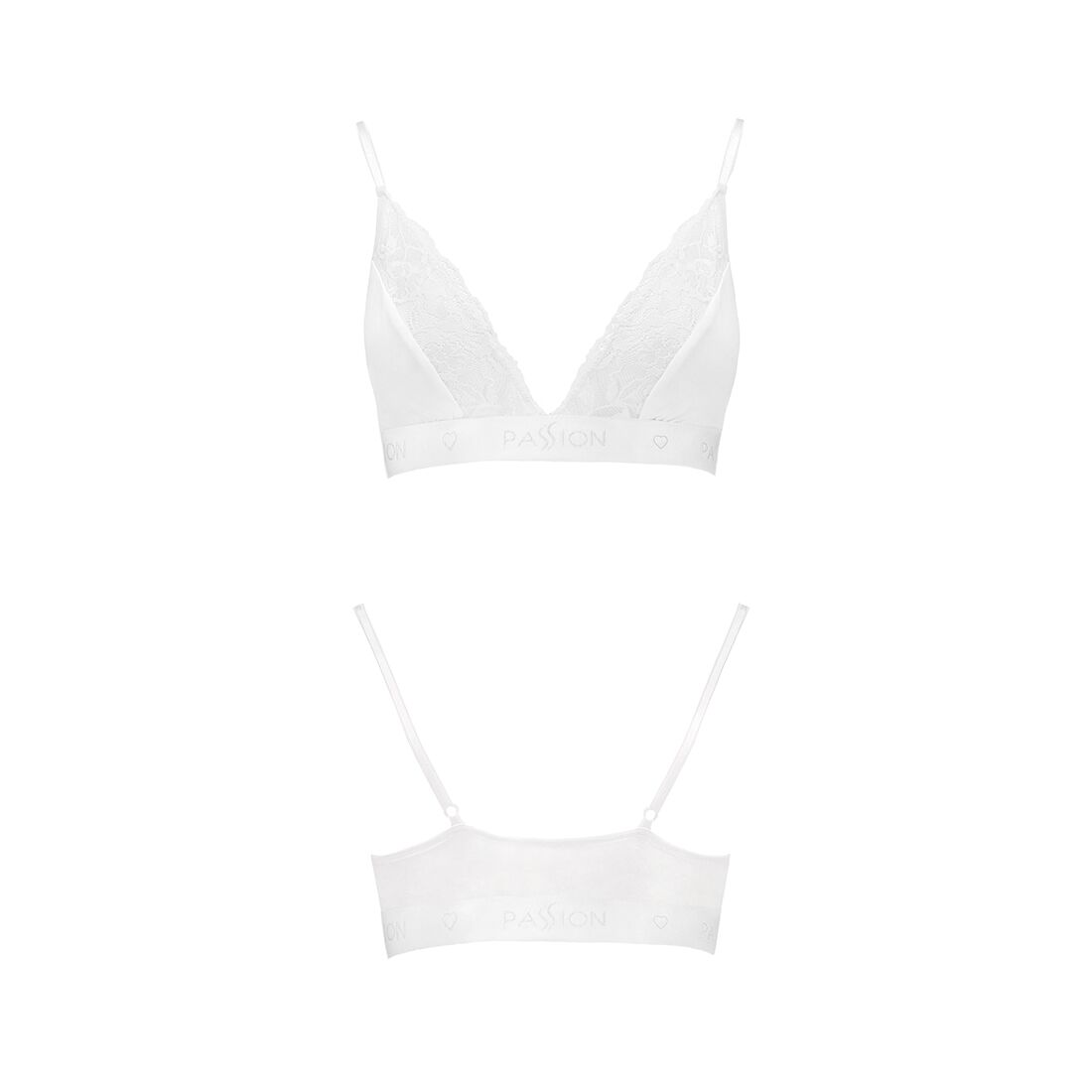 Эластичный топ с кружевом Passion PS001 TOP white, size S