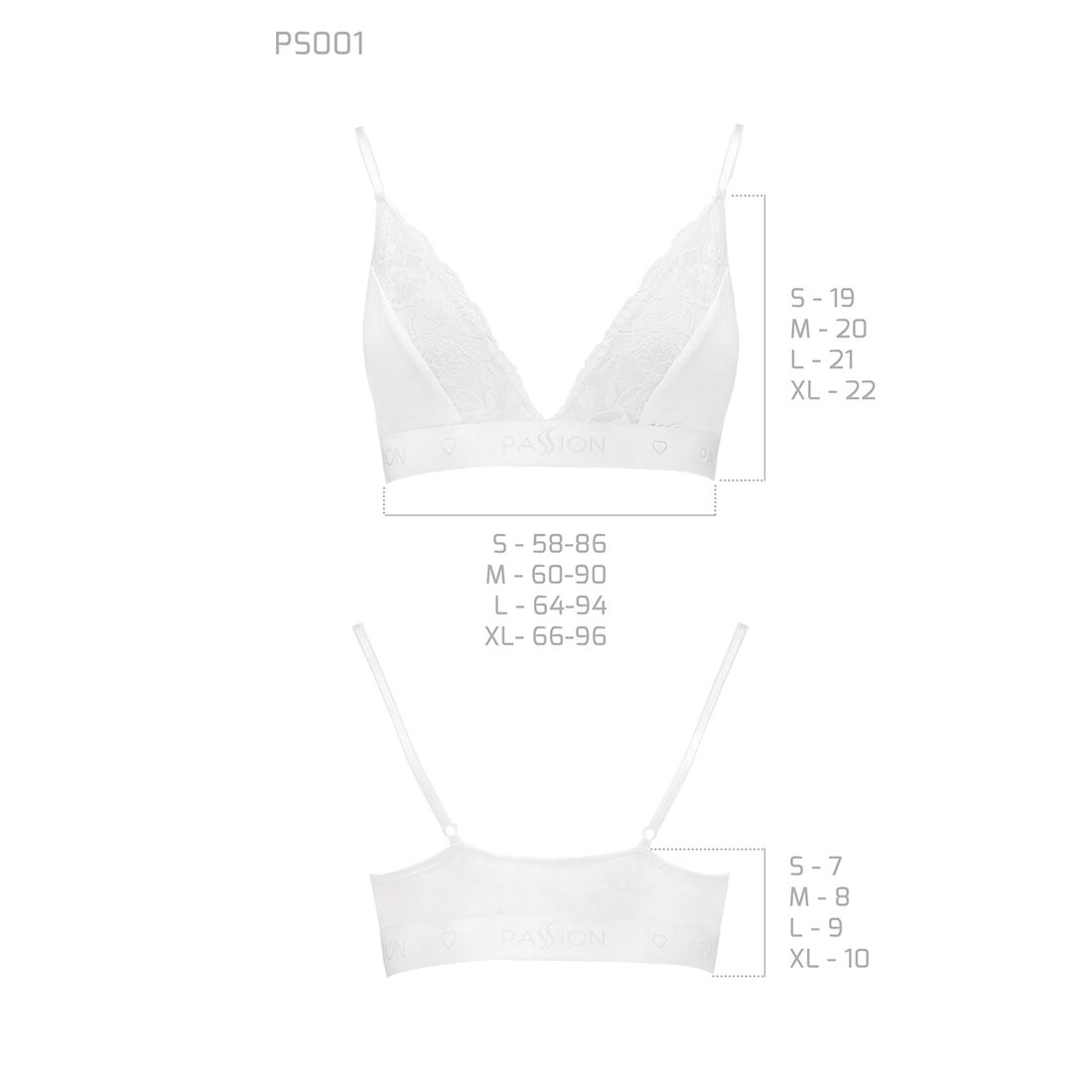 Эластичный топ с кружевом Passion PS001 TOP white, size XL
