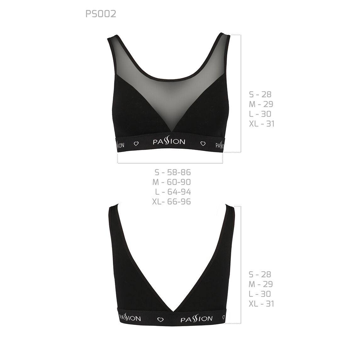 Топ с прозрачной вставкой Passion PS002 TOP black, size L