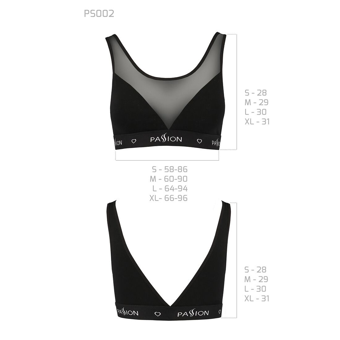 Топ с прозрачной вставкой Passion PS002 TOP black, size S