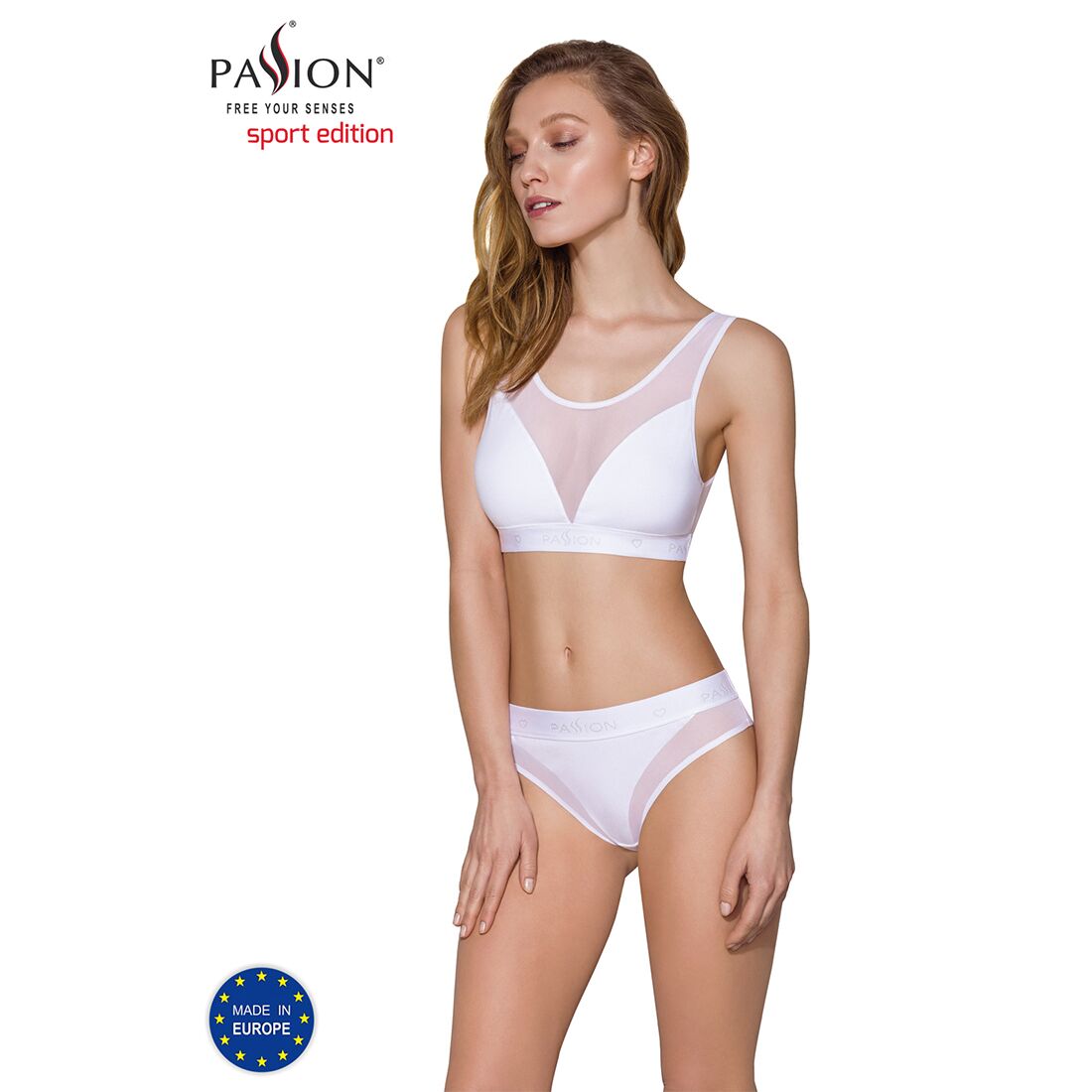 Топ с прозрачной вставкой Passion PS002 TOP white, size L