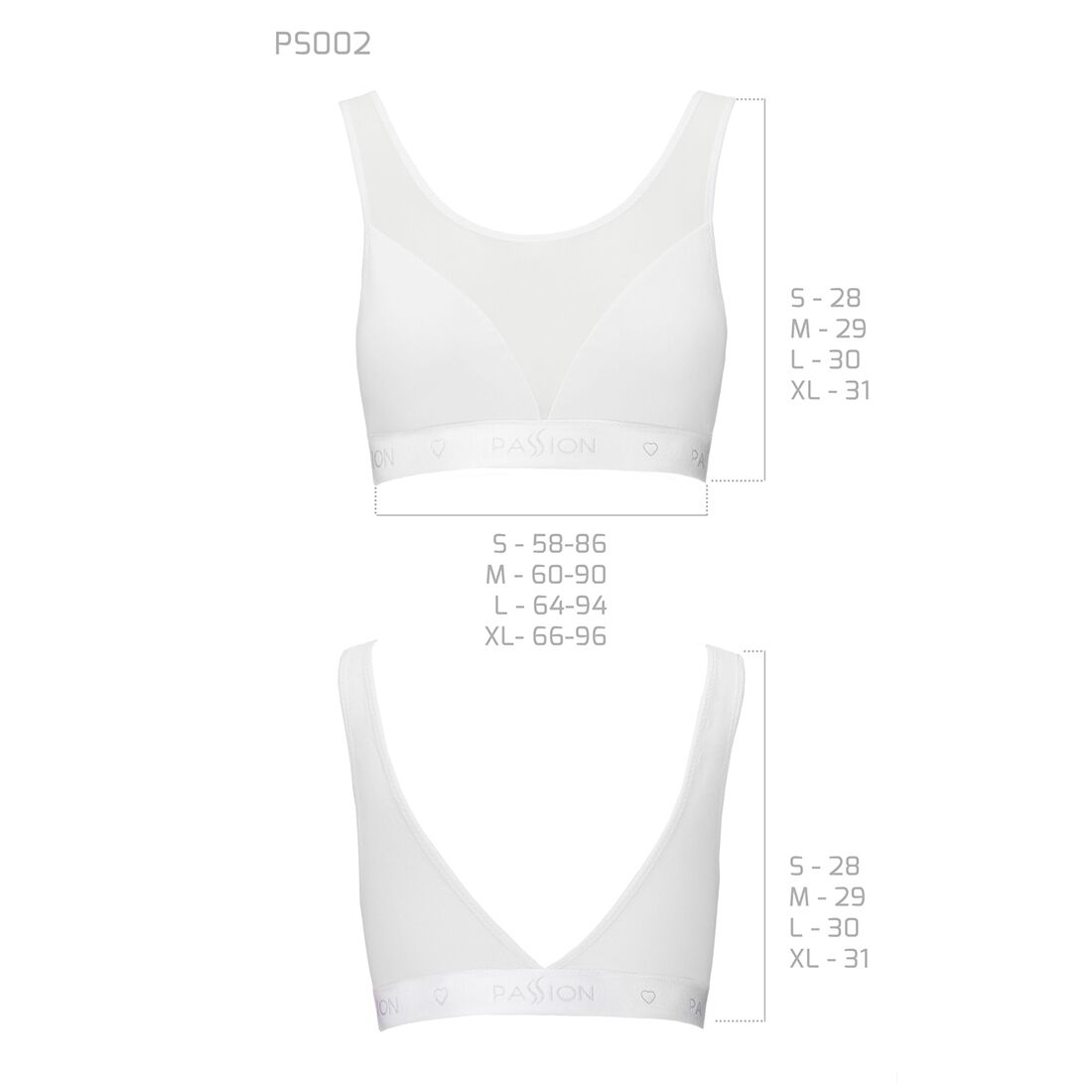 Топ с прозрачной вставкой Passion PS002 TOP white, size L