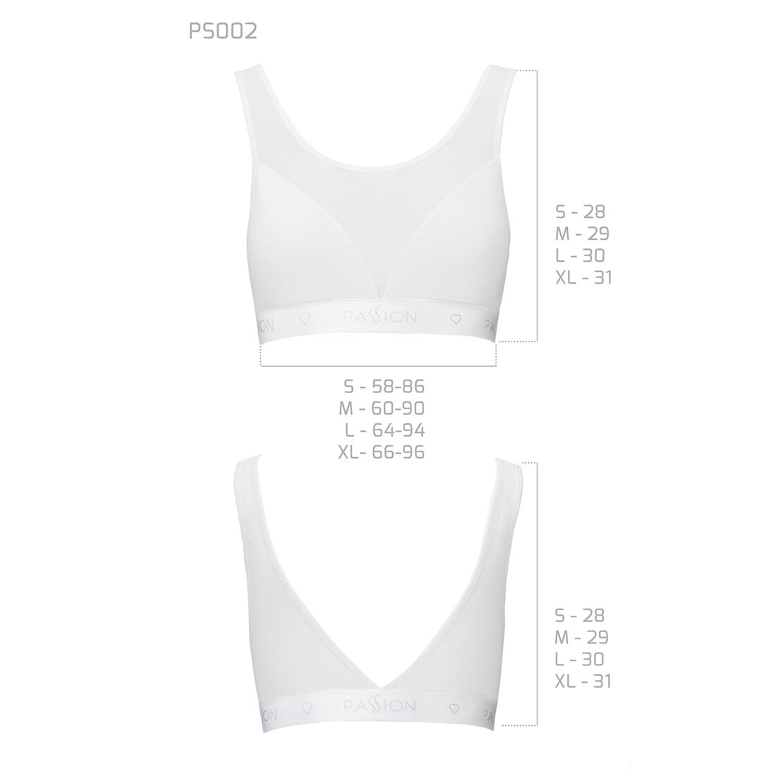 Топ с прозрачной вставкой Passion PS002 TOP white, size M