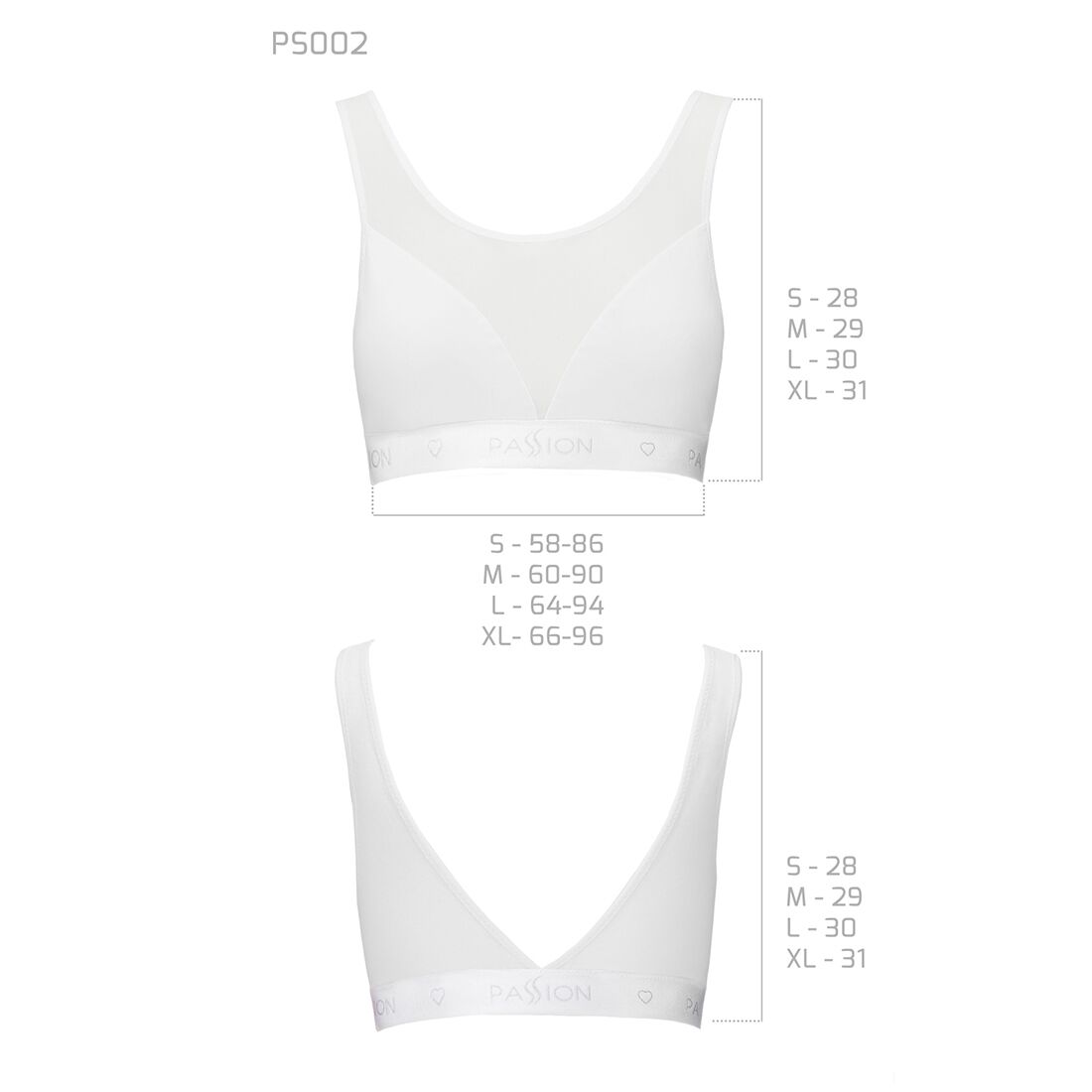 Топ с прозрачной вставкой Passion PS002 TOP white, size S