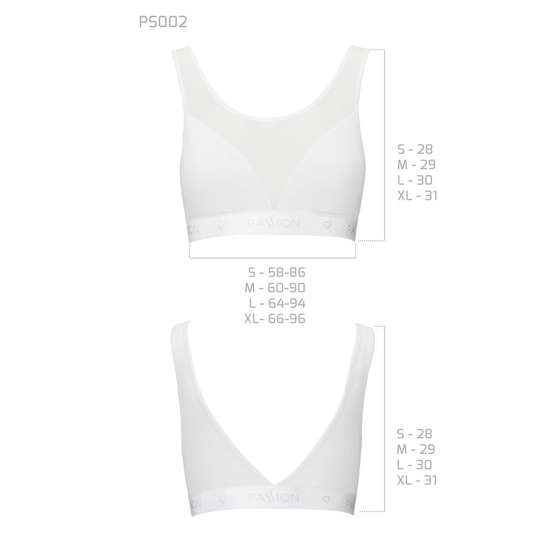 Топ с прозрачной вставкой Passion PS002 TOP white, size XL