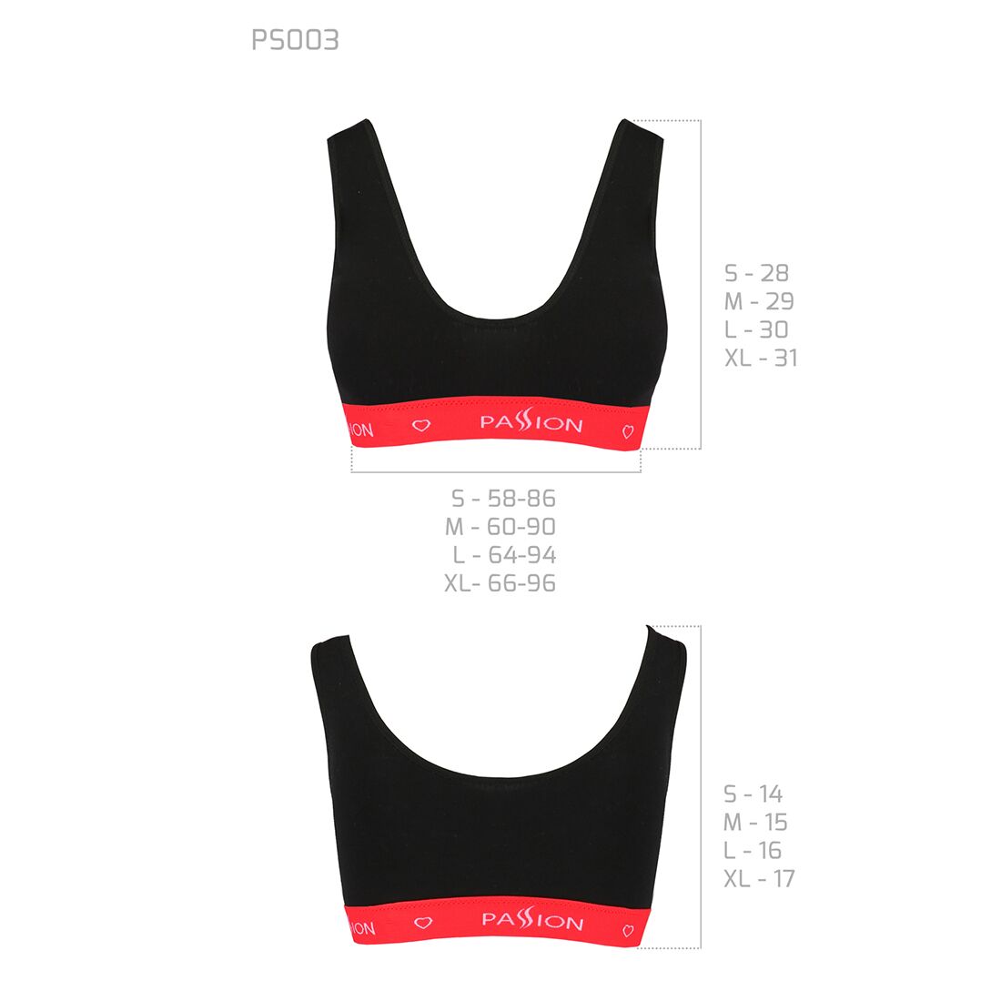 Спортивный топ на широких бретелях Passion PS003 TOP black, size L