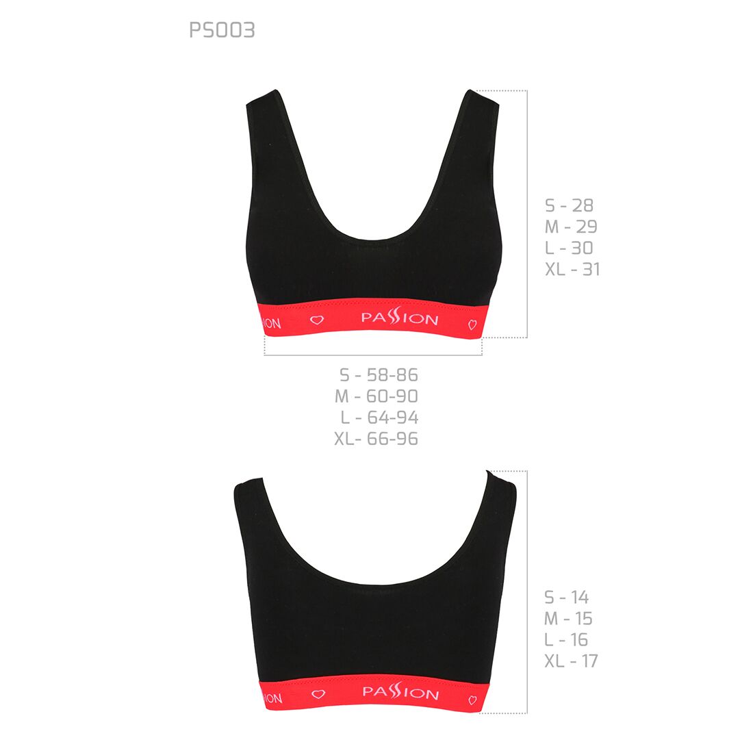 Спортивный топ на широких бретелях Passion PS003 TOP black, size M