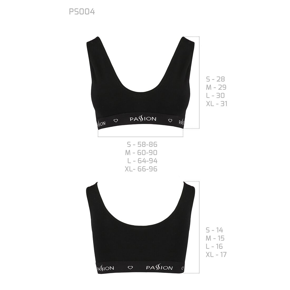 Спортивный топ с широкой резинкой Passion PS004 TOP black, size L