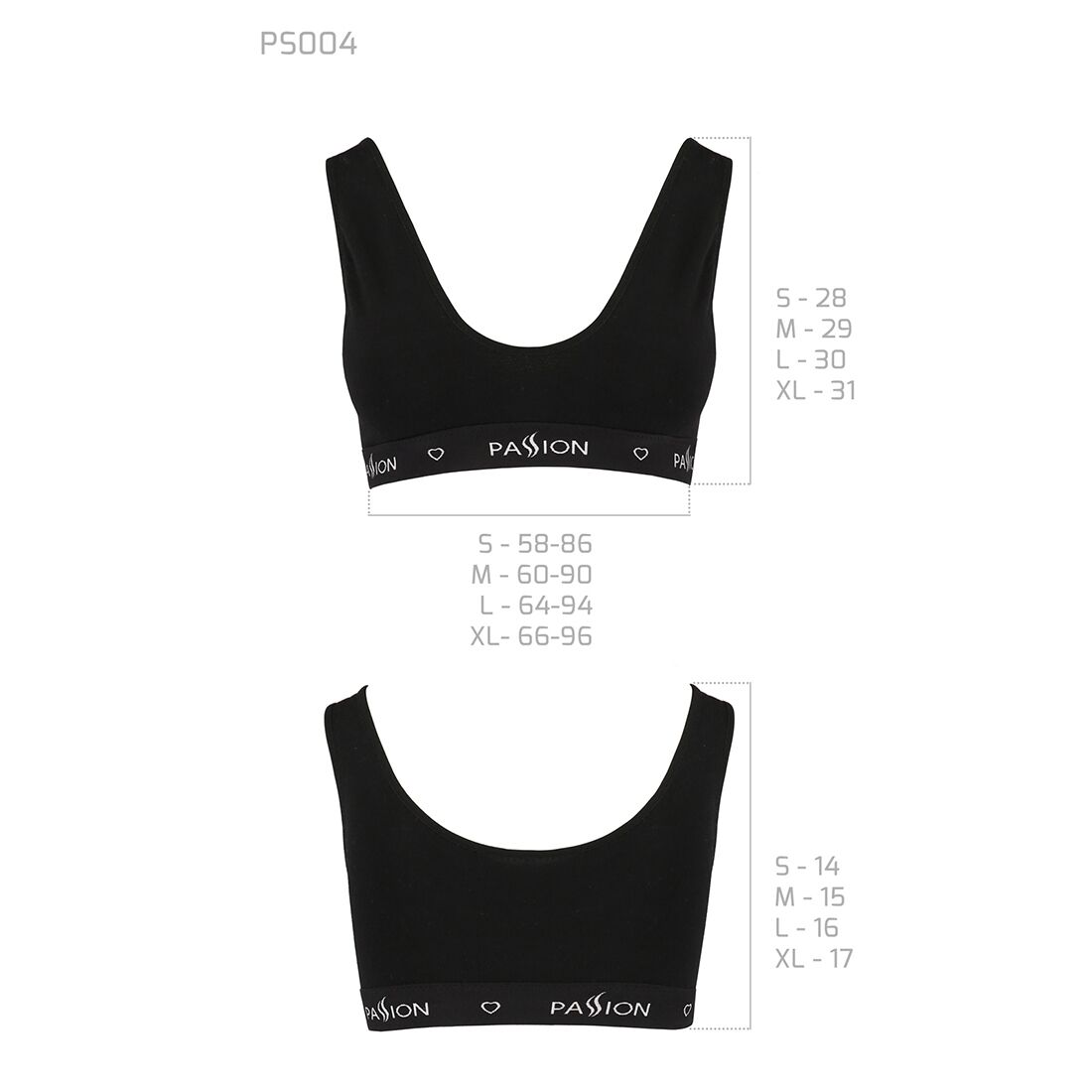 Спортивный топ с широкой резинкой Passion PS004 TOP black, size M