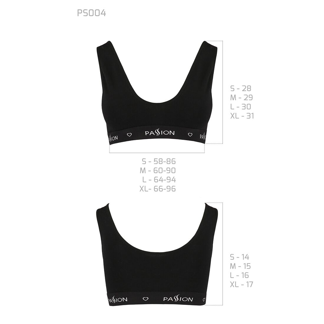 Спортивный топ с широкой резинкой Passion PS004 TOP black, size S