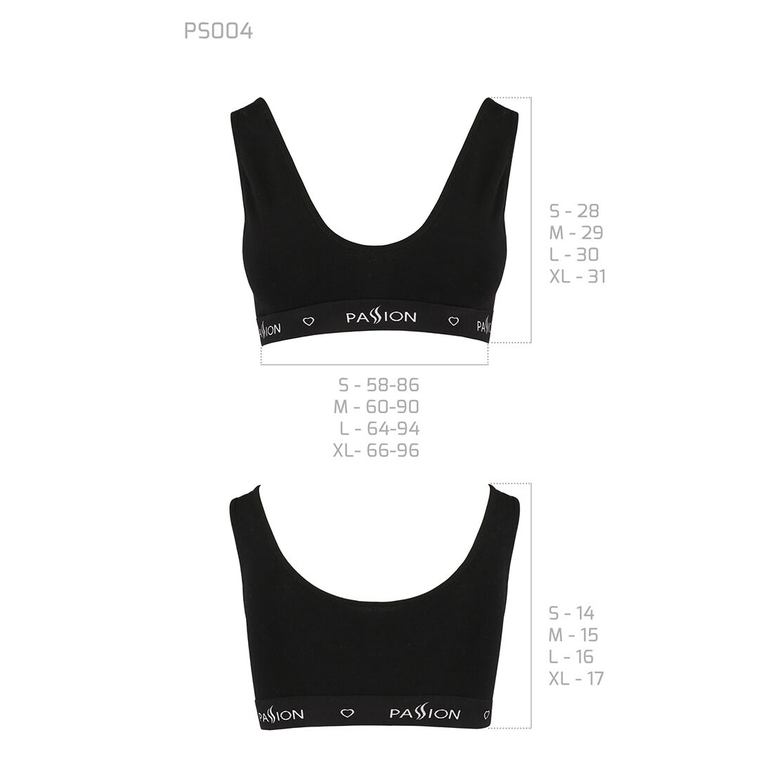 Спортивный топ с широкой резинкой Passion PS004 TOP black, size XL