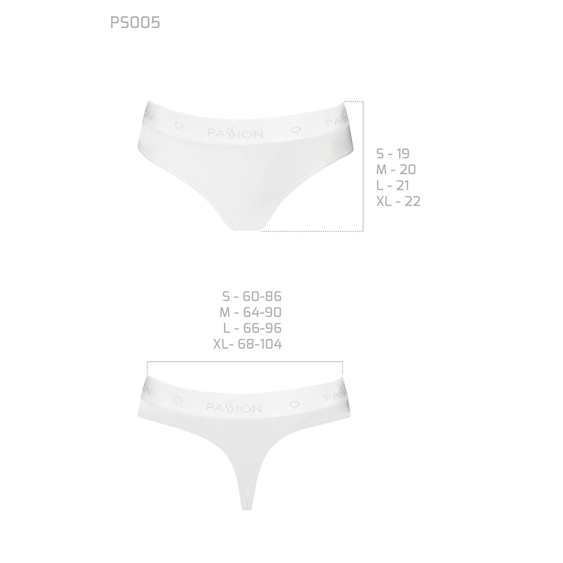Трусики-бразилиана из хлопка Passion PS005 PANTIES white, size L