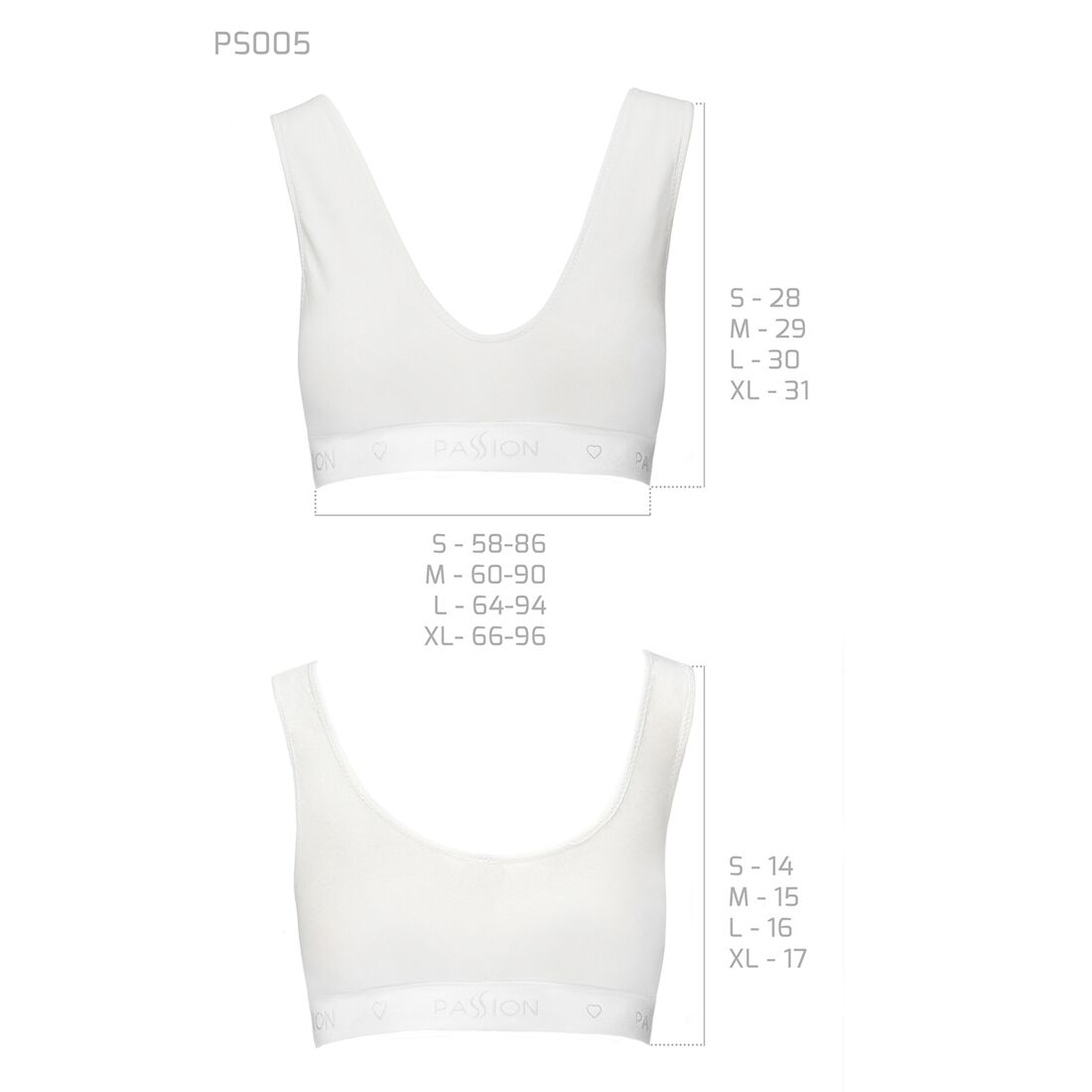 Спортивный топ из эластичного хлопка Passion PS005 TOP white, size L