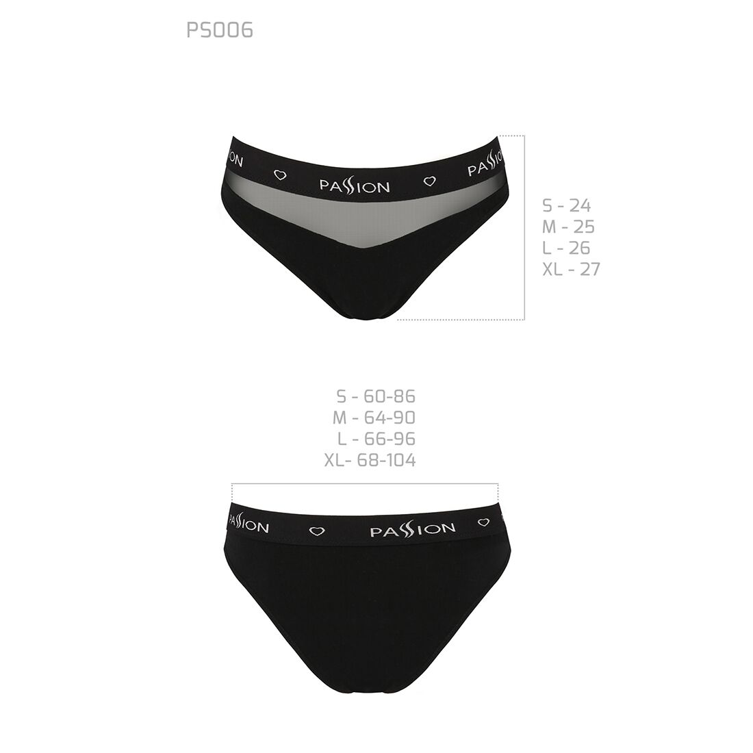 Трусики с прозрачной вставкой Passion PS006 PANTIES black, size M