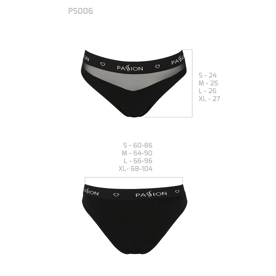 Трусики с прозрачной вставкой Passion PS006 PANTIES black, size XL