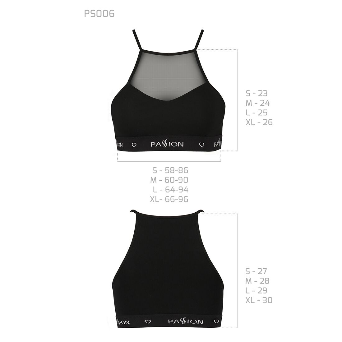 Спортивный топ с прозрачной вставкой Passion PS006 TOP black, size L
