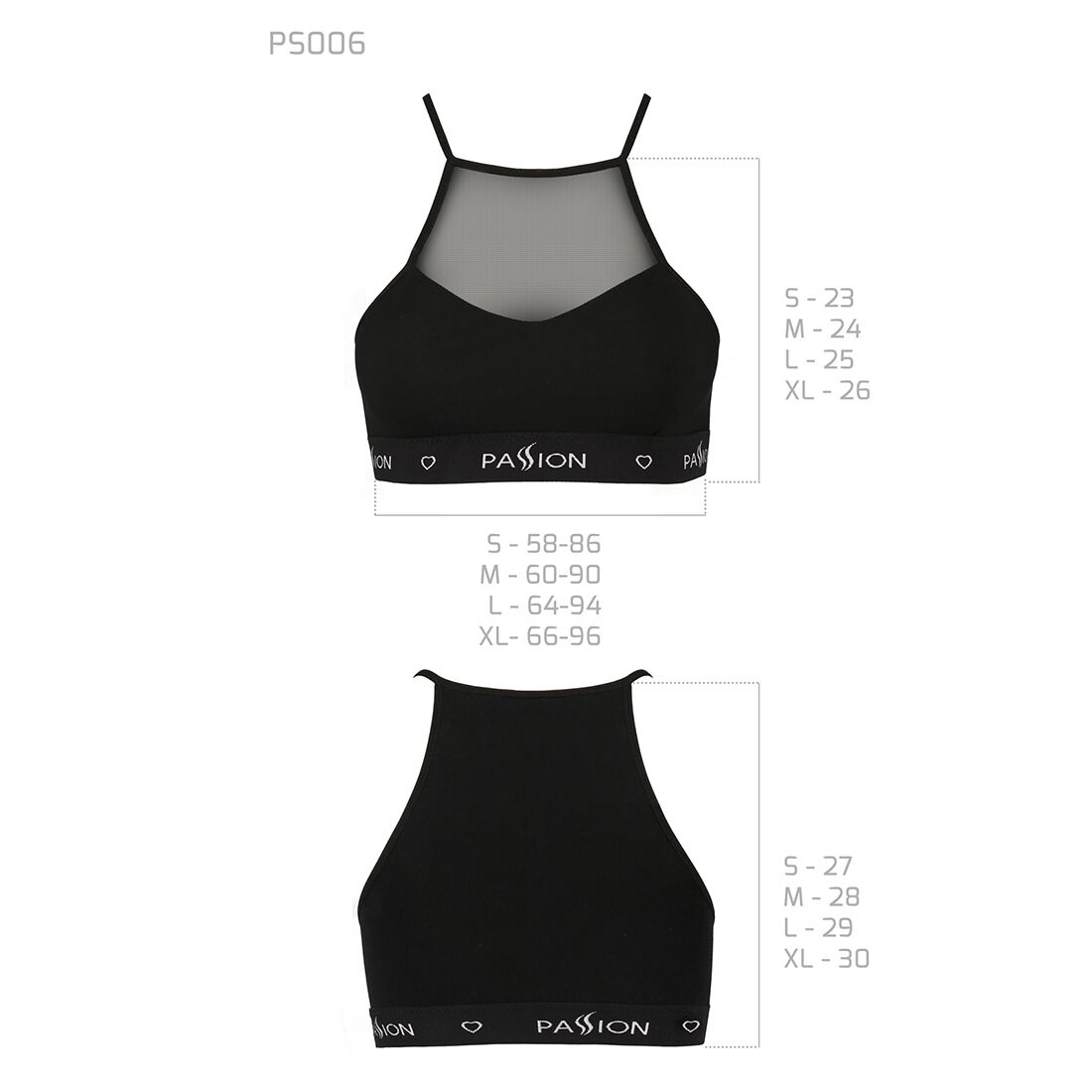 Спортивный топ с прозрачной вставкой Passion PS006 TOP black, size S