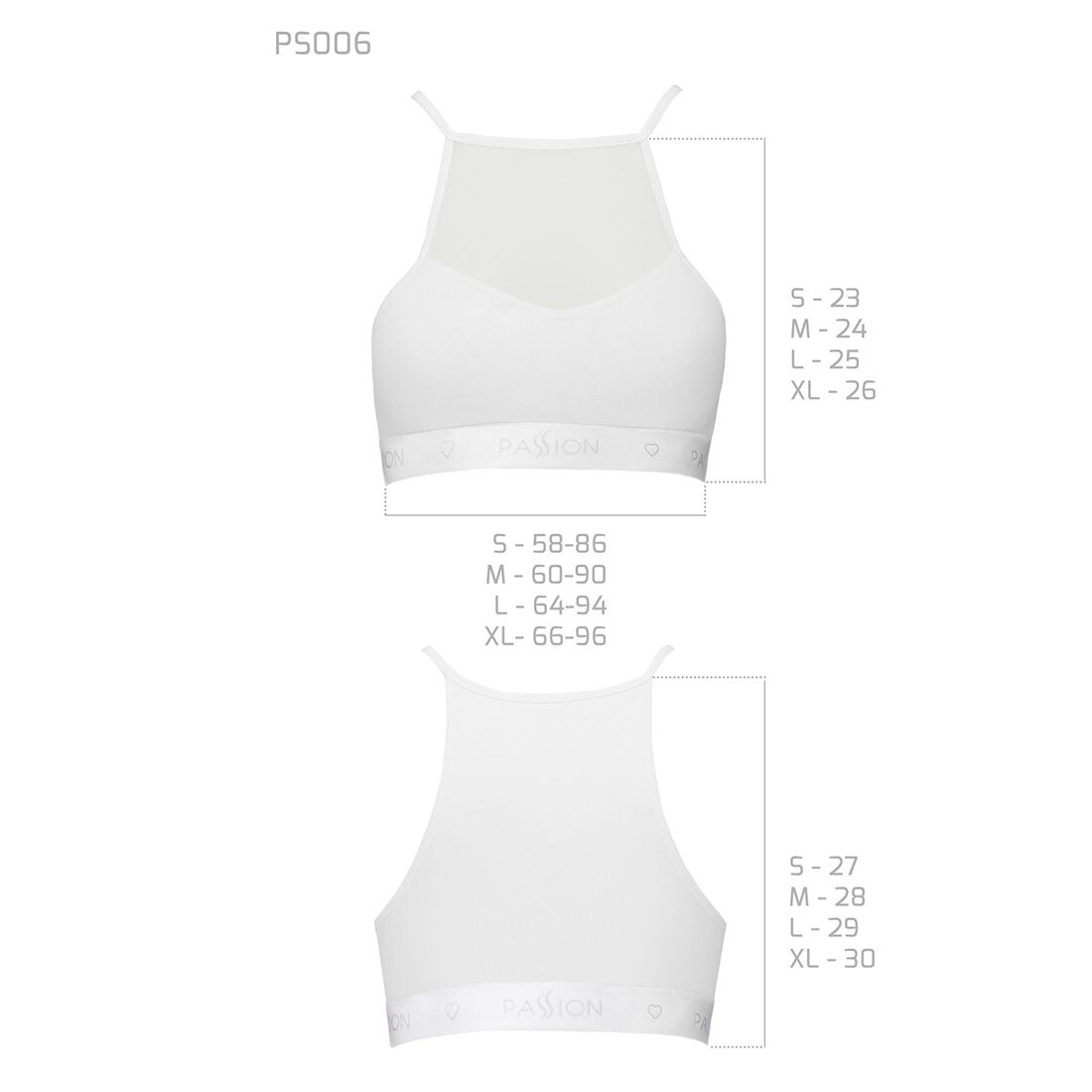 Спортивный топ с прозрачной вставкой Passion PS006 TOP white, size M