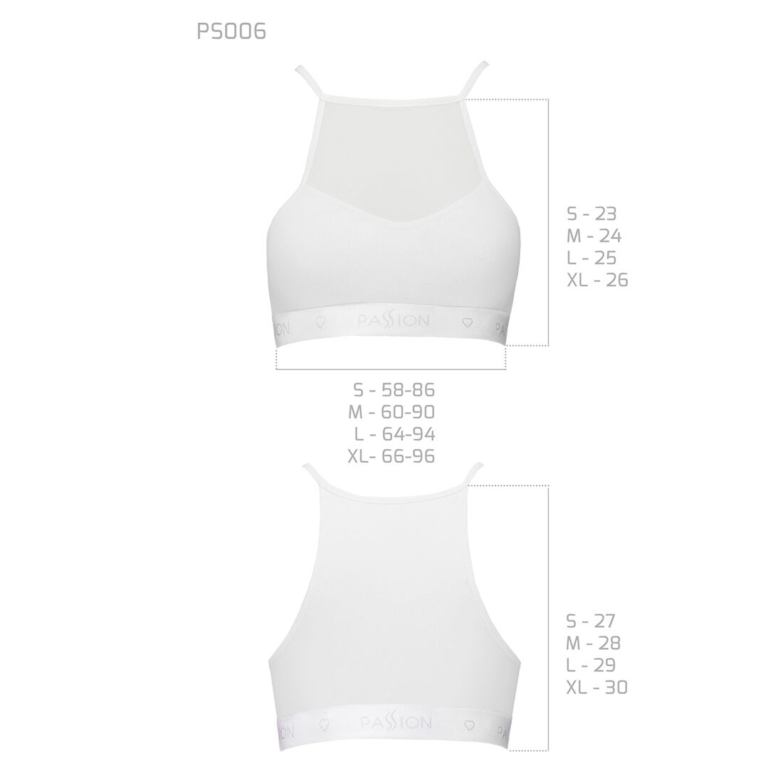 Спортивный топ с прозрачной вставкой Passion PS006 TOP white, size S