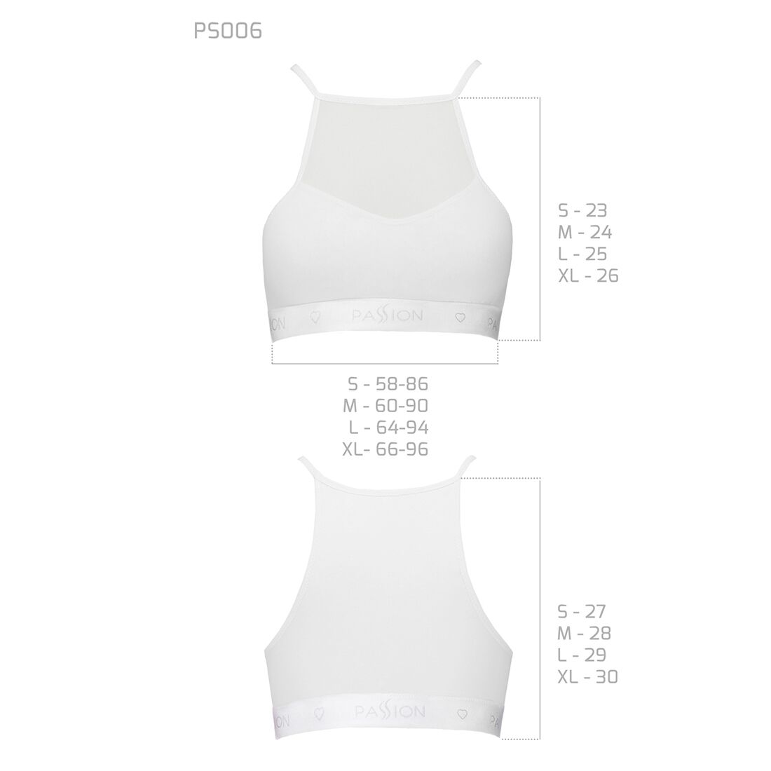 Спортивный топ с прозрачной вставкой Passion PS006 TOP white, size XL