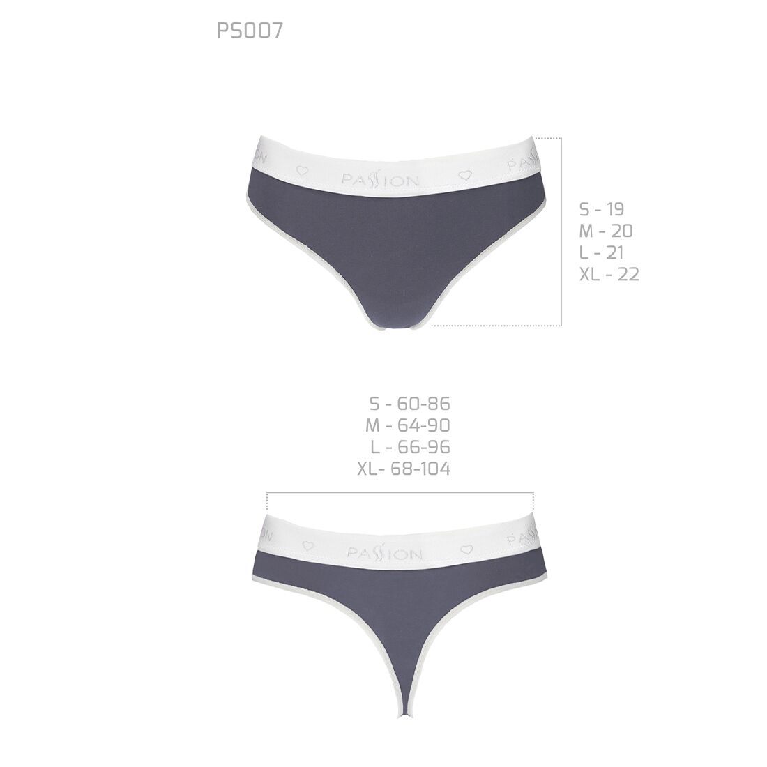 Спортивные трусики-стринги Passion PS007 PANTIES dark grey, size S