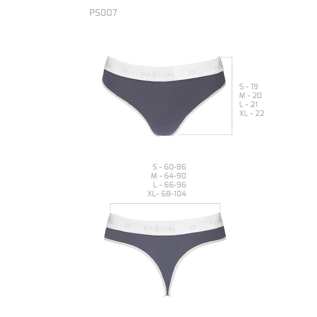 Спортивные трусики-стринги Passion PS007 PANTIES dark grey, size XL