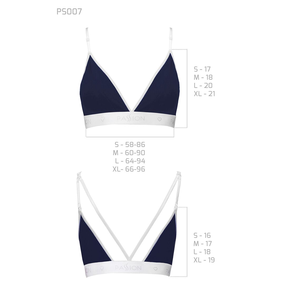 Спортивный топ с двойными бретелями Passion PS007 TOP navy blue, size L
