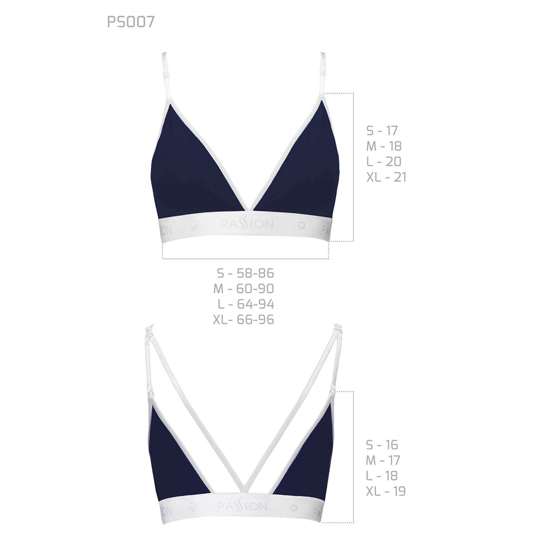 Спортивный топ с двойными бретелями Passion PS007 TOP navy blue, size S