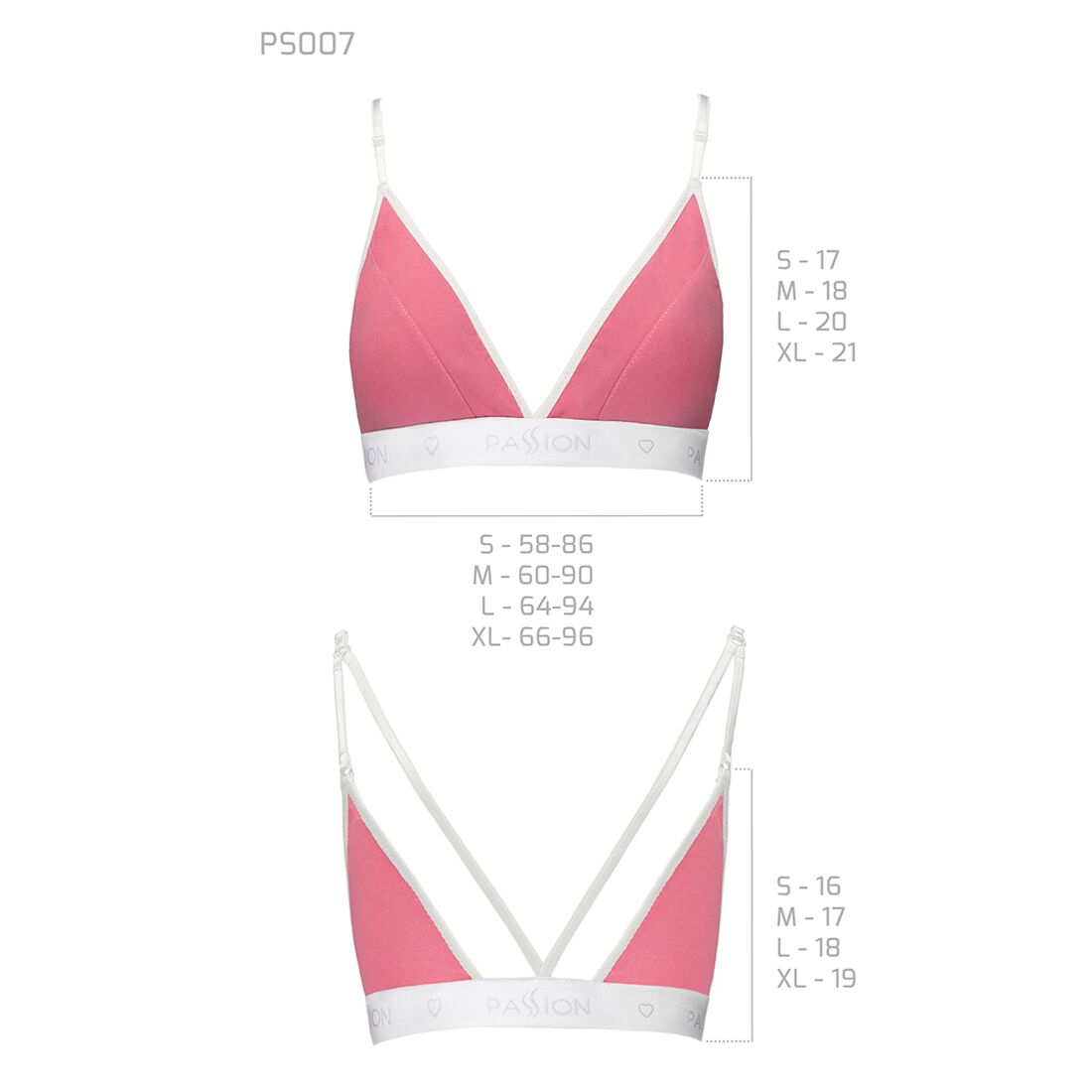 Спортивный топ с двойными бретелями Passion PS007 TOP pink, size XL