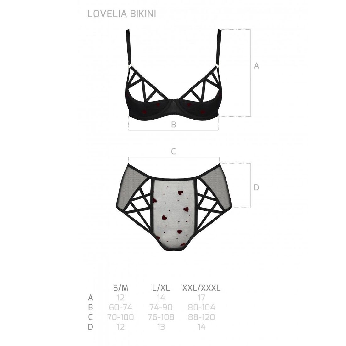 Эротический комплект с рисунком LOVELIA BIKINI black L/XL - Passion