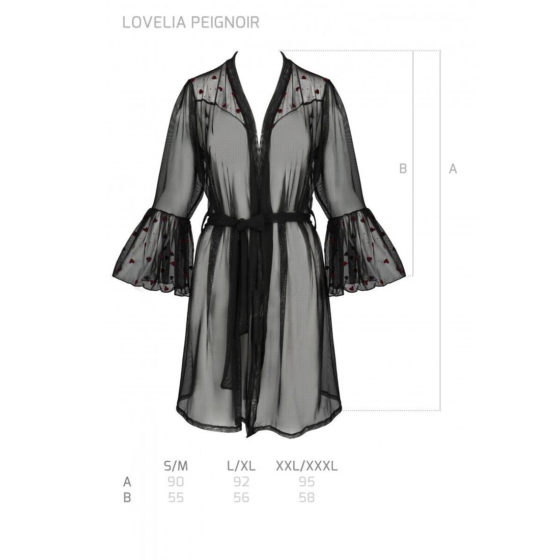 Воздушный пеньюар LOVELIA PEIGNOIR black XXL/XXXL - Passion