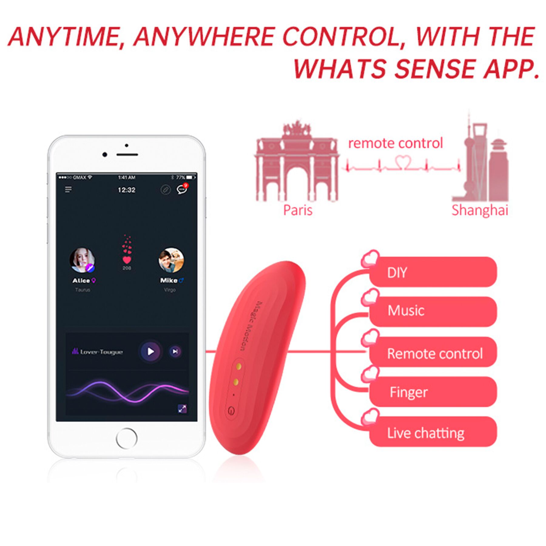 Смарт-вибратор в трусики Magic Motion Nyx Red